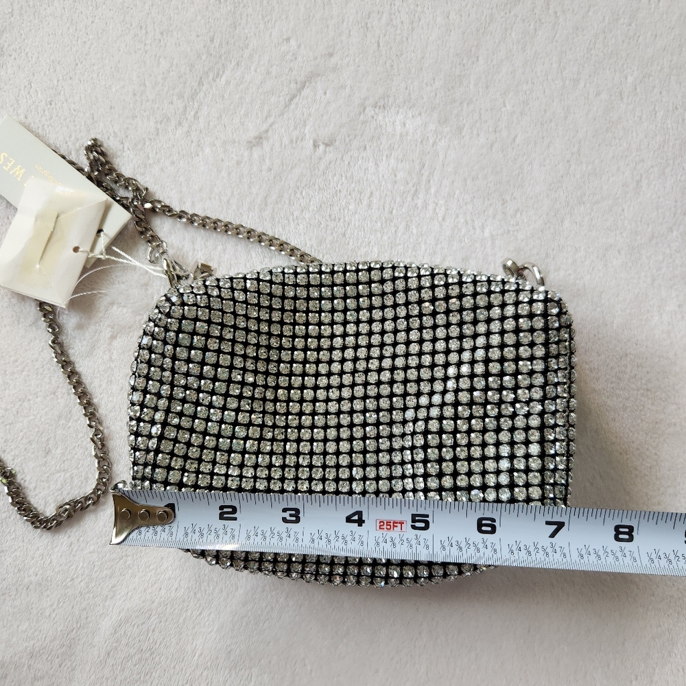 NEW! Madison West Silver Rhinestone Women Bag - Picture 9 of 10
